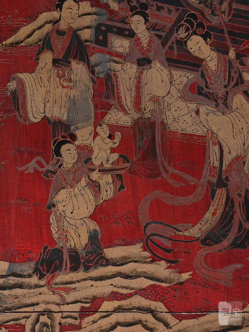 A large painted and gilt-decorated and red lacquer cabinet, - 图24